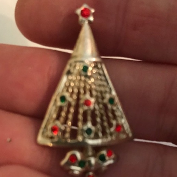 Christmas Tree Pendant Austrian Crystals Vintage - Picture 3 of 5